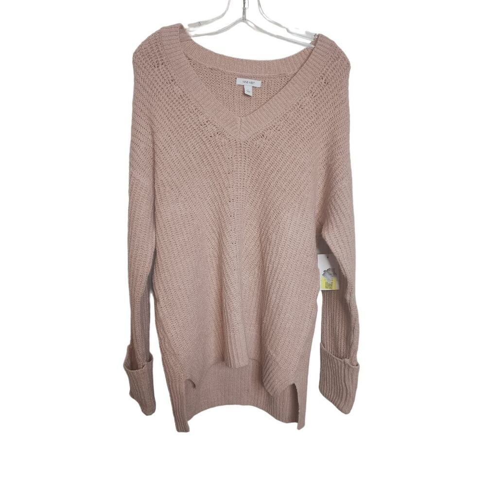 Nine West V-Neck Blush Pink Knit Sweater, NWT, Large
